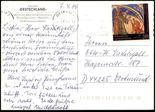 ÄLTERE POSTKARTE DIE NEUE MS DEUTSCHLAND KREUZFAHRTSCHIFF REEDER DEILMANN Schiff Motorschiff ship postcard Ansichtskarte