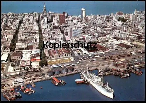 ÄLTERE POSTKARTE MONTEVIDEO VISTA PUERTO HAFEN MOTORSCHIFF harbour Schiffe Schiff ship ships Ansichtskarte postcard cpa