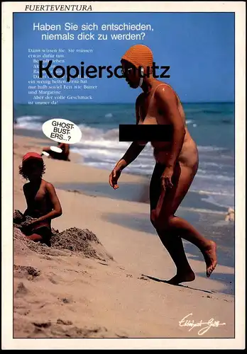 ÄLTERE POSTKARTE FUERTEVENTURA FKK GHOSTBUSTERS MISS MICHELIN GURLITT femme seins nus nude breast woman nudity postcard