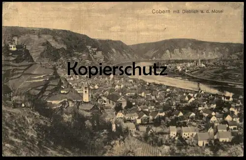 ALTE POSTKARTE COBERN MIT DIEBLICH AN DER MOSEL PANORAMA KOBERN-GONDORF Ansichtskarte cpa postcard Gemeinde Rhein-Mosel
