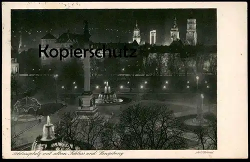 ALTE POSTKARTE STUTTGART IM LICHTERGLANZ 1930 SCHLOSSPLATZ MIT ALTEM SCHLOSS &amp; UMGEBUNG Castle Chateau phot. Paul Ho