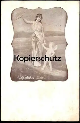 ALTE POSTKARTE GEFÄHRLICHES SPIEL L&acute;AMOUR CUPID AMOR ANGE ENGEL ANGEL AMOUR cpa postcard AK Ansichtskarte