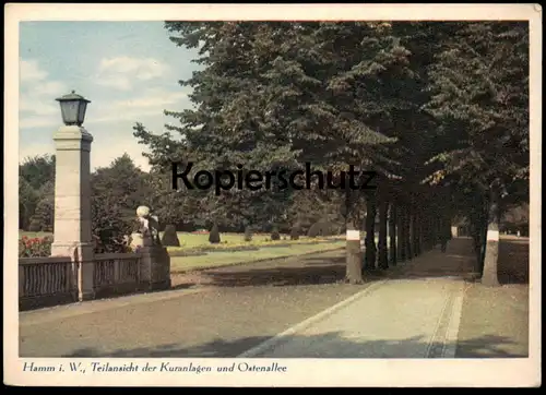 ALTE POSTKARTE HAMM IN WESTFALEN TEILANSICHT DER KURANLAGEN UND OSTENALLEE Ansichtskarte postcard cpa AK