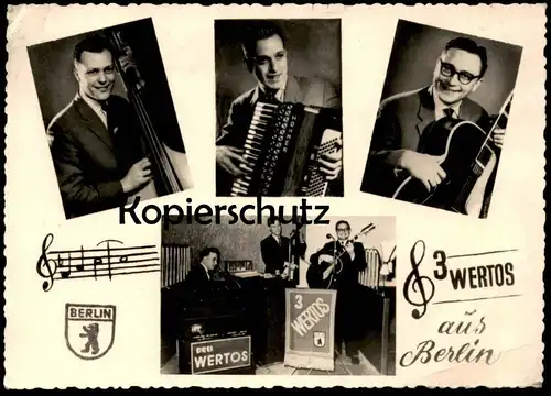 ÄLTERE POSTKARTE BERLIN DREI WERTOS 3 MUSIKER AUS BERLIN GRUPPE BAND MUSIKBAND MUSIK Ansichtskarte AK cpa postcard