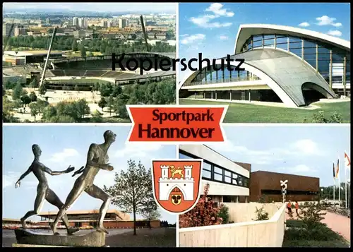 ÄLTERE POSTKARTE HANNOVER SPORTPARK STADION BÜSTE STAFFELLAUF STAFFEL LÄUFER stadium stade Ansichtskarte postcard cpa