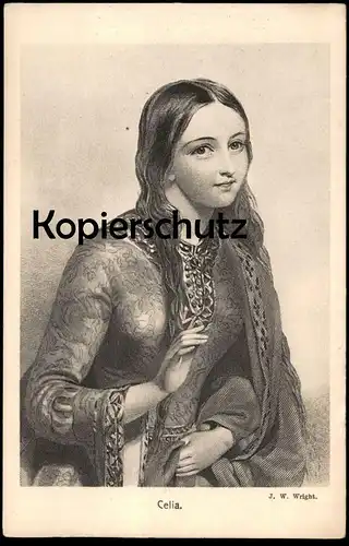 ALTE KÜNSTLER POSTKARTE SHAKESPEARE'S HELDINNEN CELIA J. W. WRIGHT Porträt Dame Frau Ansichtskarte postcard AK