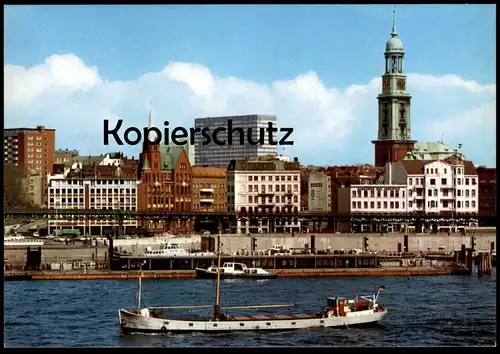 ÄLTERE POSTKARTE HAMBURG HAFENPARTIE AN DEN LANDUNGSBRÜCKEN Hafen harbour port Frachschiff cargo ship AK cpa postcard