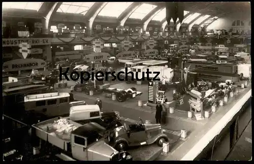 ALTE POSTKARTE IAA BERLIN 1933 INTERNATIONALE AUTOMOBIL AUSSTELLUNG JUNKERS BRENNABOR KRUPP LINDNER LKW CAMION IAA car