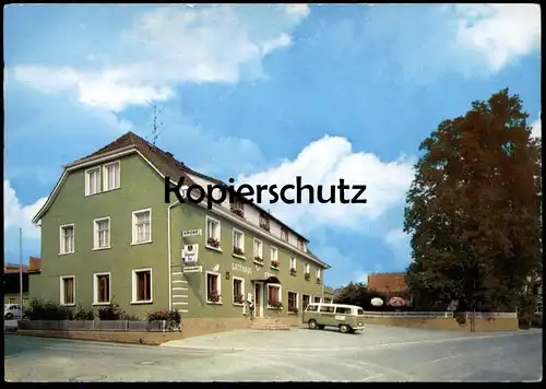 ÄLTERE POSTKARTE KONSTANZ LITZELSTETTEN GASTHAUS PENSION KRONE FAMILIE SPECK MODERNE ZIMMER VW BUS VOLKSWAGEN GRÜN