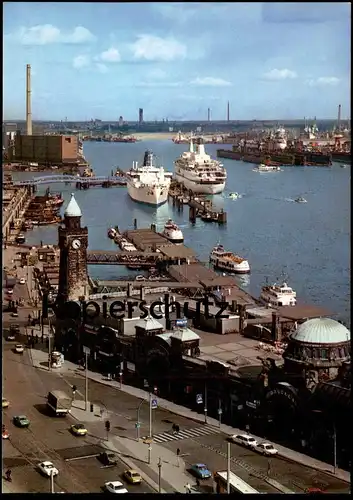 ÄLTERE POSTKARTE HAMBURG HAFEN ST. PAULI LANDUNGSBRÜCKEN LANDING STAGE DAMPFER Schiff Ansichtskarte AK cpa postcard