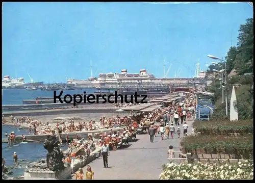 ÄLTERE POSTKARTE SOTSCHI PRIMORSKAJA DAMM SOCHI PRIMORSKAYA PROMENADE DAMPFER BRIEFMARKE HUBSCHRAUBER MIL MI 12 Russia