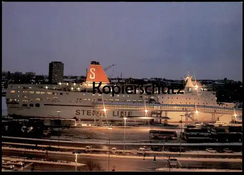 ÄLTERE POSTKARTE KIEL STENA LINE SCHWEDEN KAI KRONPRINSESSAN VICTORIA BEI NACHT NIGHt FÄHRE ferry Schiff ship postcard