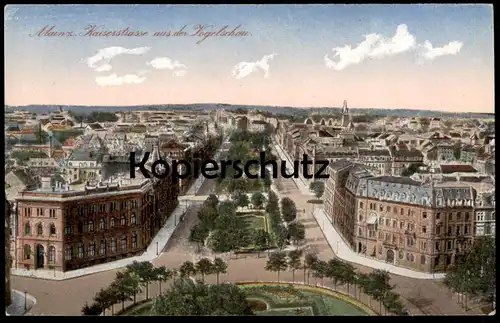 ALTE POSTKARTE MAINZ KAISERSTRASSE AUS DER VOGELSCHAU PANORAMA mayence cpa postcard AK Ansichtskarte