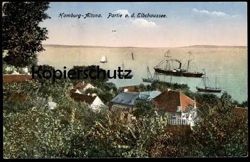 ALTE POSTKARTE HAMBURG ALTONA PARTIE AN DER ELBCHAUSSEE DAMPFER SCHIFF ship Ansichtskarte AK postcard photo