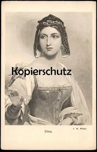 ALTE KÜNSTLER POSTKARTE SHAKESPEARE'S HELDINNEN SILVIA J. W. WRIGHT Porträt Dame Frau Schmuck Ansichtskarte postcard AK