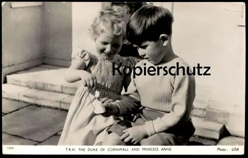 ALTE POSTKARTE THE DUKE OF CORNWALL AND PRINCESS ANNE Queen's children Royals Royal Prince Charles Prinzessin König King