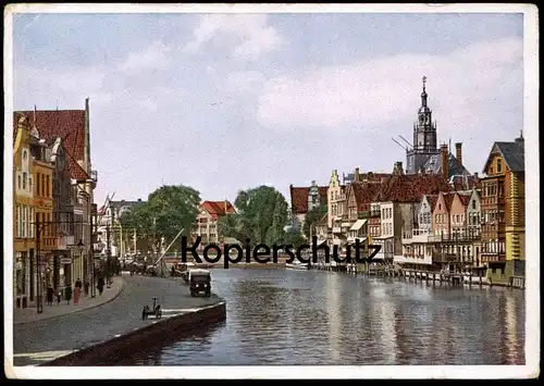 ALTE POSTKARTE EMDEN AM RATSDELFT MIT DEM STRICKER FAHRRAD DURCH DIE DEUTSCHEN GAUE BRACKWEDE BIELEFELD postcard cpa AK