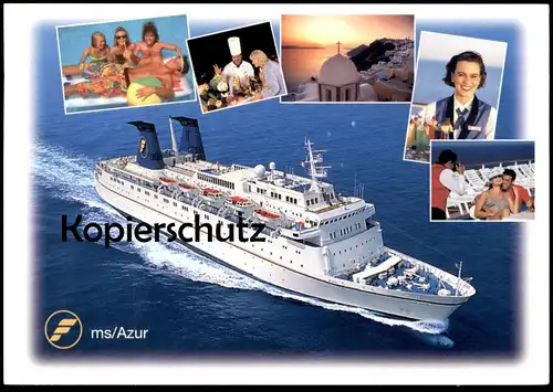 ÄLTERE POSTKARTE MS AZUR KREUZFAHRTSCHIFF COCKTAIL DECK CRUISES CROCIERE POSTSTEMPEL REEDEREI Schiff ship bateau AK cpa