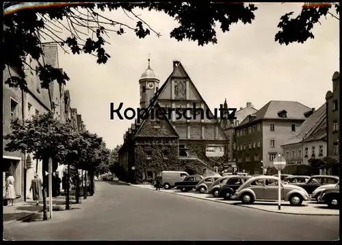 ÄLTERE POSTKARTE WEIDEN IN DER OBERPFALZ RATHAUS VOLKSWAGEN VW KÄFER PARKPLATZ AUTOS AK cpa postcard Ansichtskarte