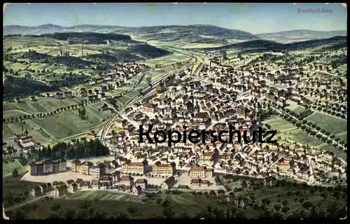 ALTE POSTKARTE ZWEIBRÜCKEN PANORAMA EUGEN FELLE ISNY DEUX-PONTS Totalansicht Gesamtansicht Ansichtskarte cpa AK postcard