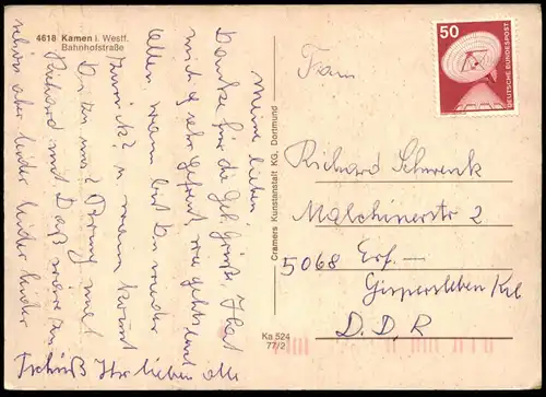 ÄLTERE POSTKARTE KAMEN IN WESTFALEN BAHNHOFSTRASSE Auto car Ansichtskarte cpa postcard AK