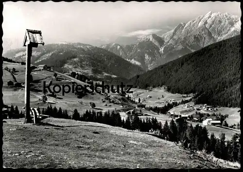 ÄLTERE POSTKARTE OBERGAIL UND ROSSBACH MIT LIENZER DOLOMITEN WEGKREUZ LESACHTAL STEMPEL LIESING ÖSTERREICH AUSTRIA