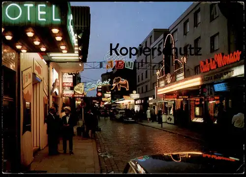 ÄLTERE POSTKARTE HAMBURG ST. PAULI GROSSE FREIHEIT CLUB DE MONACO WERBUNG COCA COLA COKE VOLKSWAGEN VW KÄFER AK postcard