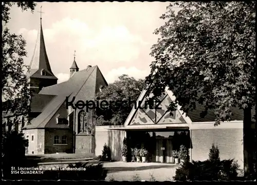 ÄLTERE POSTKARTE QUADRATH ICHENDORF ST. LAURENTIUS KIRCHE MIT LEICHENHALLE BERGHEIM ERFT Gertud Klimm Ansichtskarte AK