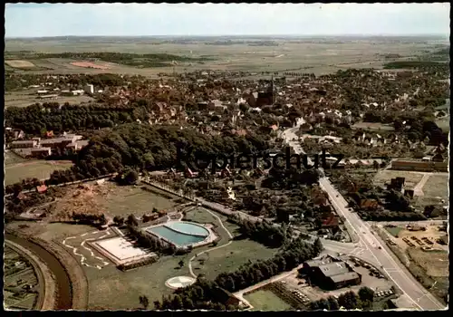 ÄLTERE POSTKARTE MELDORF FLIEGERAUFNAHME PANORAMA FREIBAD BAD SCHWIMMBAD Kreis Dithmarschen cpa postcard AK