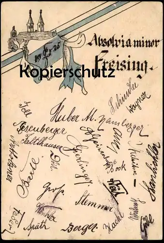 ALTE POSTKARTE ABSOLVIA MINOR FREISING 1925 ABITUR COULEURKARTE STUDENTIKA STUDENTICA UNTERSCHRIFT SPÄTH FALTHAUSER