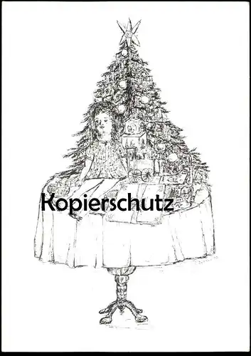 ALTE KÜNSTLER POSTKARTE KARTE WEIHNACHTEN WEIHNACHTSTISCH PUPPE TANNENBAUM INGE DENKER 1966 christmas postcard cpa