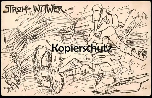 ALTE KÜNSTLER POSTKARTE STROH-WITWER FRONT WELTKRIEG SOLDAT RUDOLF KRISTEN Militär Strohwitwer Humor Ansichtskarte AK