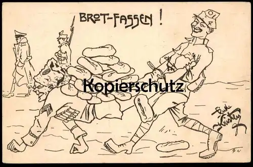 ALTE KÜNSTLER POSTKARTE BROT-FASSEN FRONT WELTKRIEG SOLDAT RUDOLF KRISTEN Militär bread Ansichtskarte AK postcard cpa