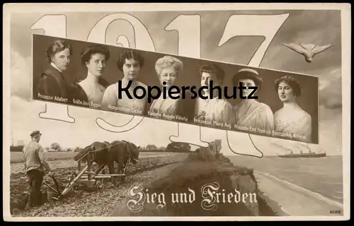 ALTE POSTKARTE SIEG UND FRIEDEN 1917 AUGUSTE VICTORIA ADALBERT INA VON RUPPIN 1. WELTKRIEG Feld Dampfer Ansichtskarte AK