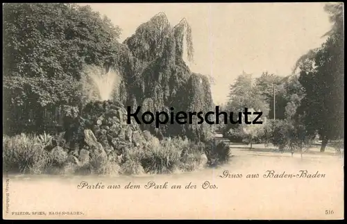 ALTE POSTKARTE GRUSS AUS BADEN-BADEN PARTIE AUS DEM PARK AN DER OOS Ansichtskarte postcard cpa