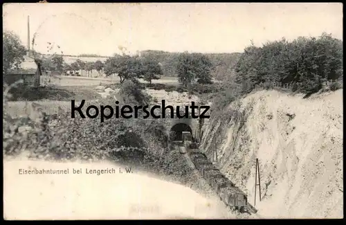 ALTE POSTKARTE LENGERICH IN WESTFALEN EISENBAHNTUNNEL TUNNEL ZUG GÜTERZUG Ansichtskarte AK postcard cpa