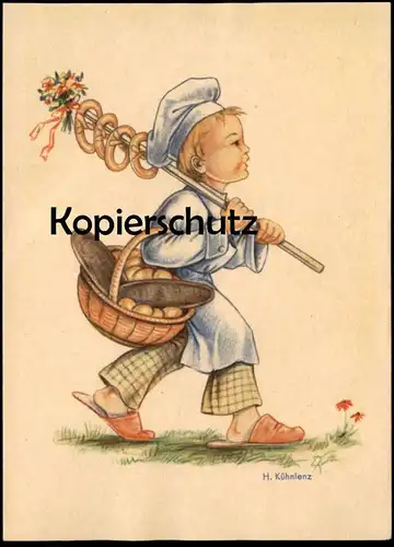 ALTE KÜNSTLER POSTKARTE BÄCKER JUNGE BROT BREZEL baker boulanger H. Kühnlenz Ansichtskarte AK cpa postcard