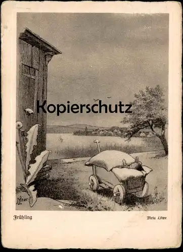 ALTE KÜNSTLER POSTKARTE FRÜHLING KIND WAGEN LÖWENZAHN META LÖWE child spring Ansichtskarte AK postcard