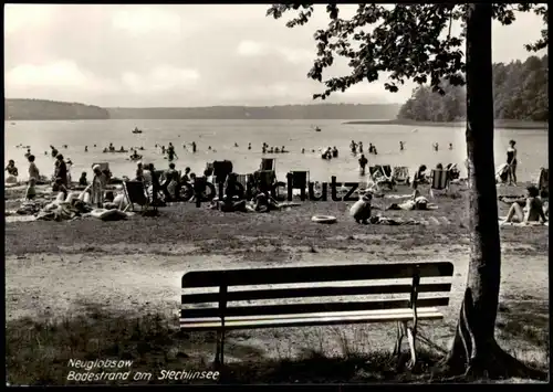 ÄLTERE POSTKARTE NEUGLOBSOW BADESTRAND AM STECHLINSEE Ansichtskarte AK cpa postcard