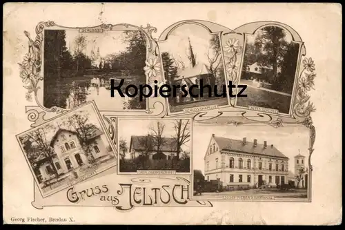 ALTE POSTKARTE GRUSS AUS JELTSCH JOH. FIEBER'S GASTHAUS OBERFÖRSTEREI JOSEFSSTIFT SCHLESIEN JELCZ LASKOWICE LASKOWITZ AK