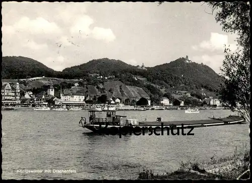 ÄLTERE POSTKARTE KÖNIGSWINTER MIT DRACHENFELS FRACHTSCHIFF Schiff cargo ship Ansichtskarte postcard cpa AK