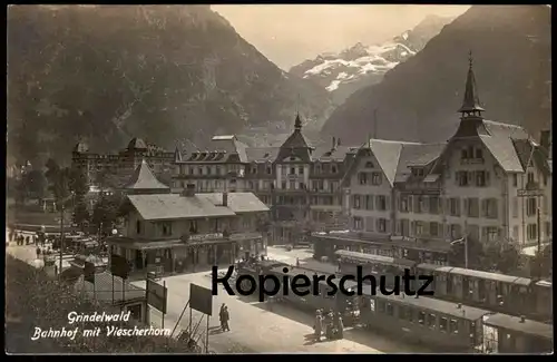 ALTE POSTKARTE GRINDELWALD BAHNHOF DAMPFLOK LOKOMOTIVE Eisenbahn Züge Zug station gare train trains cpa postcard AK