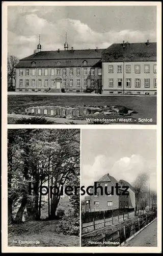 ALTE POSTKARTE WILLEBADESSEN WESTFALEN SCHLOSS PENSION HOLLMANN DEUTSCHES HAUS IM EGGEGEBIRGE Ansichtskarte postcard AK