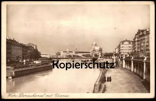 ALTE POSTKARTE WIEN DONAUKANAL UND URANIA KANAL UFER PROMENADE Verlag Grapha Wien Ansichtskarte AK cpa postcard