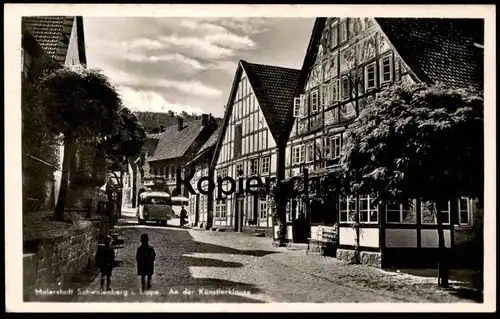 ALTE POSTKARTE SCHWALENBERG AN DER LIPPE AN DER KÜNSTLERKLAUSE BUS SCHIEDER Ansichtskarte AK cpa postcard