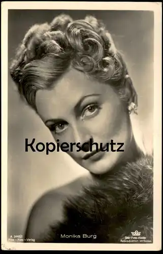 ALTE POSTKARTE MONIKA BURG FILM-SCHAUSPIELERIN FRISUR FILM FOTO VERLAG STAR FOTO ATELIER TOBIS actress acteur postcard