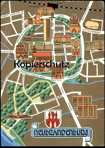 ÄLTERE POSTKARTE NEUBRANDENBURG STADTPLAN ENTWURF SCHEUNER KARL-MARX-STADT Landkarte map Ansichtskarte AK cpa postcard