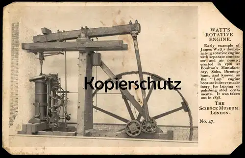 ALTE POSTKARTE WATT'S ROTATIVE STEAM ENGINE THE SCIENCE MUSEUM LONDON JAMES WATT Ansichtskarte cpa AK postcard