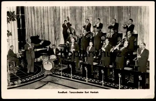 ALTE POSTKARTE RUNDFUNK TANZORCHESTER KURT HENKELS FOTO PUHLMANN BERLIN POSAUNE SAXOPHON Orchester sax saxo postcard AK