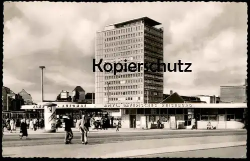 ÄLTERE POSTKARTE NÜRNBERG HOCHHAUS AM PLÄRRER PLAKAT MIT CLOWN AMTLICHES BAYERISCHES REISEBÜRO Ansichtskarte postcard AK